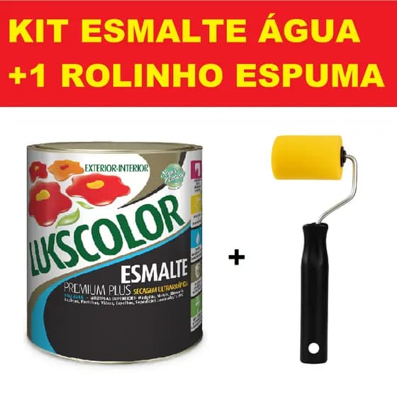 Kit Tinta Esmalte Brilhante Base de Água Lukscolor 900ml e 3,6lt - CORES
