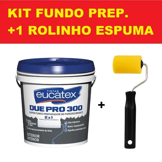 Kit Fundo Preparador de Parede base de àgua Branco Eucatex DUEPRO300 3,6lt