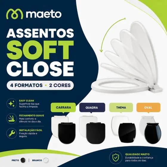 Assento Sanitario Tampa de Vaso Tabua Soft Close Amortecedor Oval Carrara Quadrado Thema Deca Celite Icasa 6LPF 1.6GPF