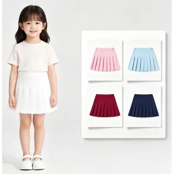 Saia Branca Infantil Menina Moda Estilo Coreano Plissada Ligada Com Shorts De Segurança Mini Saias De Tênis De Estudante