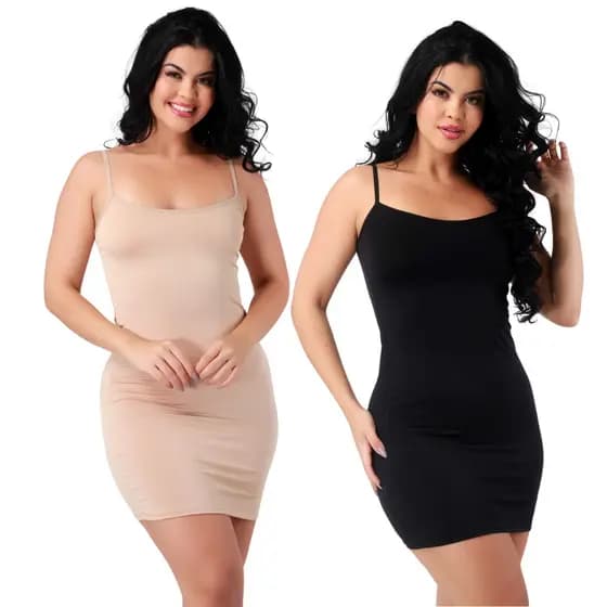 Kit 02 Vestido Midi Feminino Segunda Pele Combinação Anágua Combinete Premium
