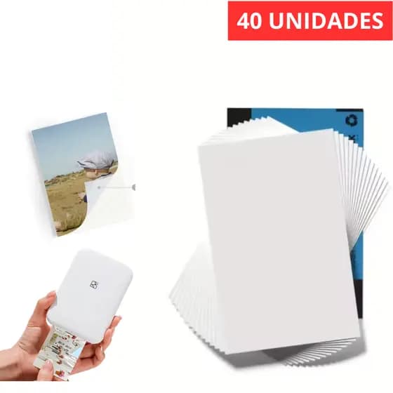 Kit 40 Unidades Papel Fotografico Zink Instantâneo Compatível com Câmeras Para Impressora MT53 Papel Térmico