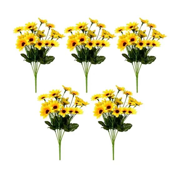 Buquês de Girassol Artificial Amarelo Flores Decoração