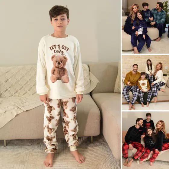 Pijama Meninos Inverno Fleece Soft Masculino infantil Quentinho de Frio Longo