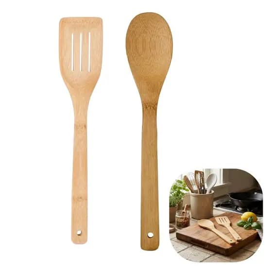 Kit Colher e Espatula Bambu 30cm Top Util