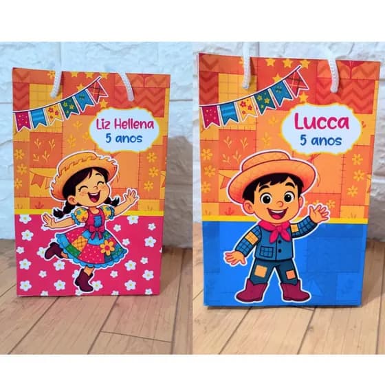 Mini Sacolinha Personalizada - FESTA JUNINA - ARRAIÁ - Sacolinha Surpresa | Lembrancinha Festa | Pegue e Monte.