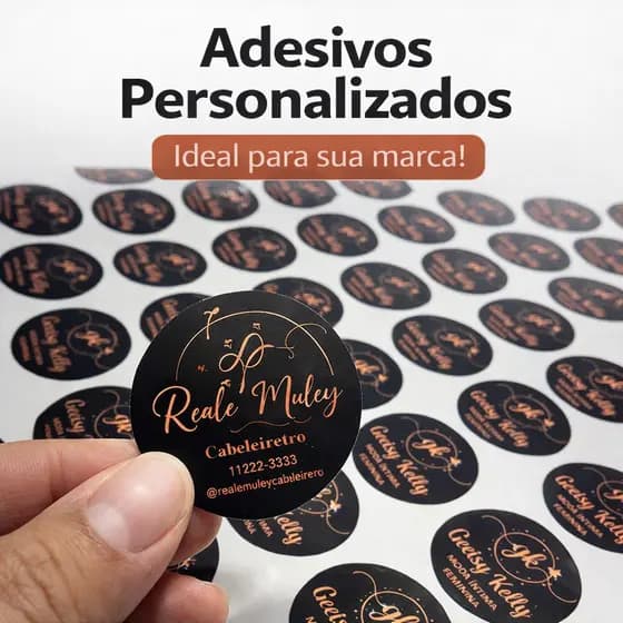 500 Adesivos Personalizadas Etiquetas Premium 3x3cm A Prova d'água