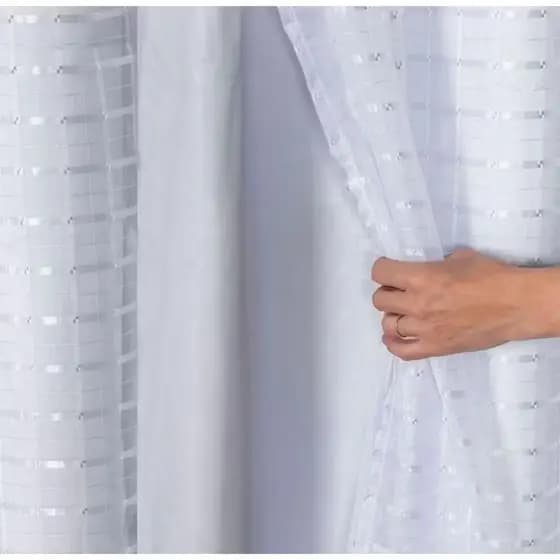 Cortina Blackout 2,80 m x 2,30 m com Voil Xadrez/Liso - Promoção