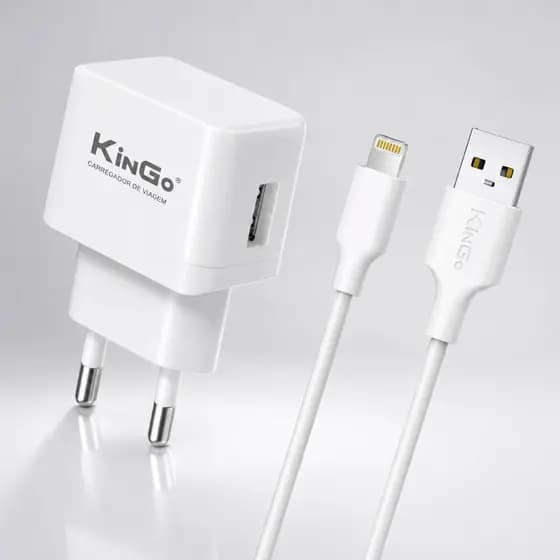 Carregador Completo Lightning Fonte e Cabo 1.2A U101 Kingo