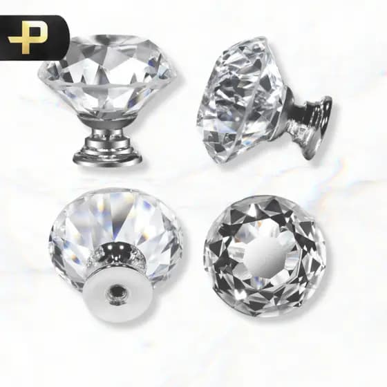 CONJUNTO DE PUXADORES CRISTAL PREMIUM 30MM P/ GAVETAS-BOX-MÓVEIS