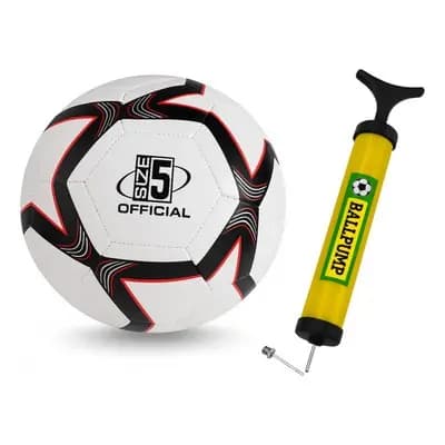 Kit Bola de Futebol + Bomba de Ar Manual Couro Sintético Campo Costurada Esportivo diversão Copa