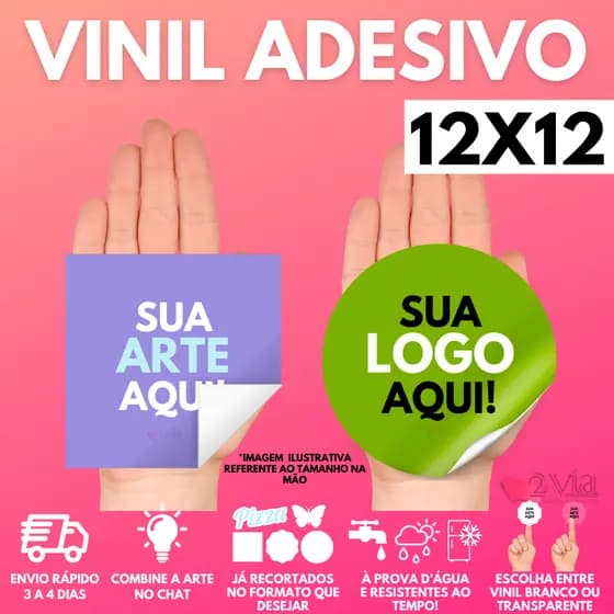 Etiquetas Adesivas 12x12 cm Personalizadas em Vinil à Prova D'água | Rótulos Adesivos Personalizados