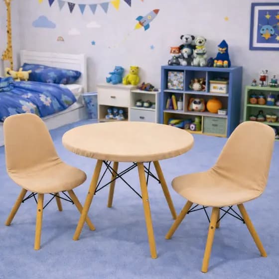 Kit Eiffel Kids Toalha de Mesa 60cm + 2 Capas de Cadeira Infantil Malha Gel