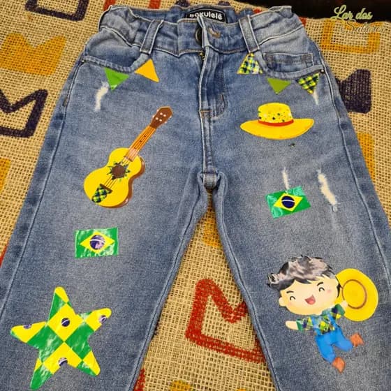 Adesivo Festa Junina Infantil para Roupa Remendo Retalho Decorativo Vinil Impermeável à Prova D’Água