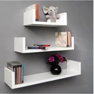 kit 3 prateleiras U 40x10x10 / 100% MDF branco