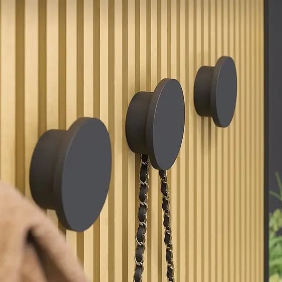 Kit Porta Toalha Pendurador Banheiro Com Fita Adesiva Preto