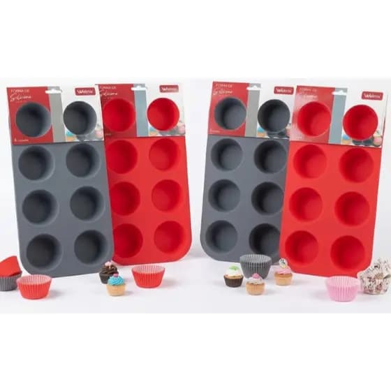 Kit Forma de Silicone Para Cupcake Muffin 6 Cavidades Antiaderente