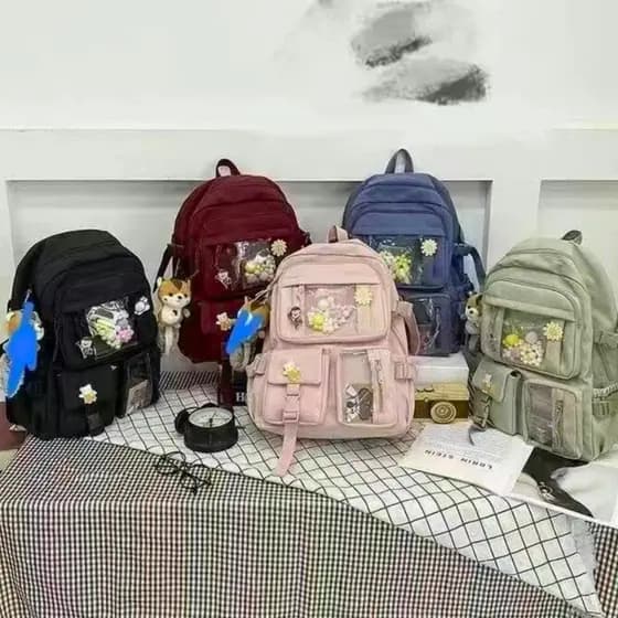 Mochila Infantil Adulto Com Ajustes Bolsos Externos Urso Pelúcia Ziper