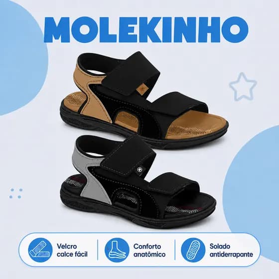 Sandália Papete Infantil Molekinho Menino Básica Conforto Calce Fácil | Lançamento Original !