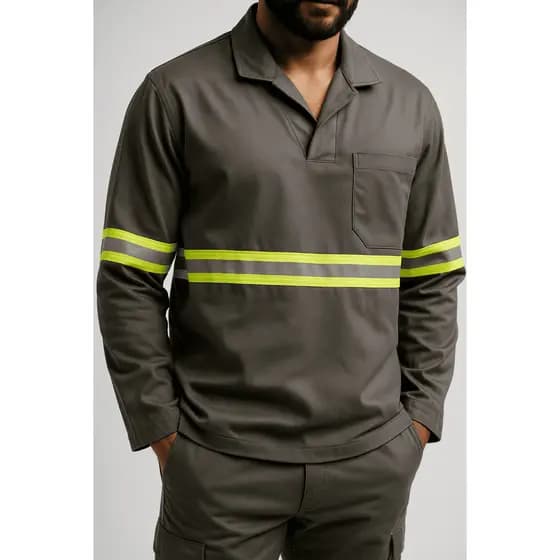 Camisa Brim Faixa Refletiva Manga Longa