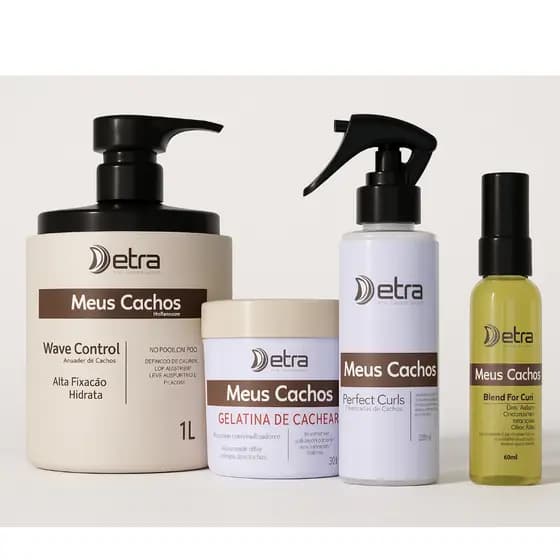 Kit ativador de Cachos 4 Itens livre de sulfatos low poo cabelos cacheados - Detra hair Cosméticos