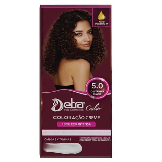 Kit color 5.0 Castanho Claro 50gr Coloração creme Tinta de cabelo - Detra Hair Cosmeticos