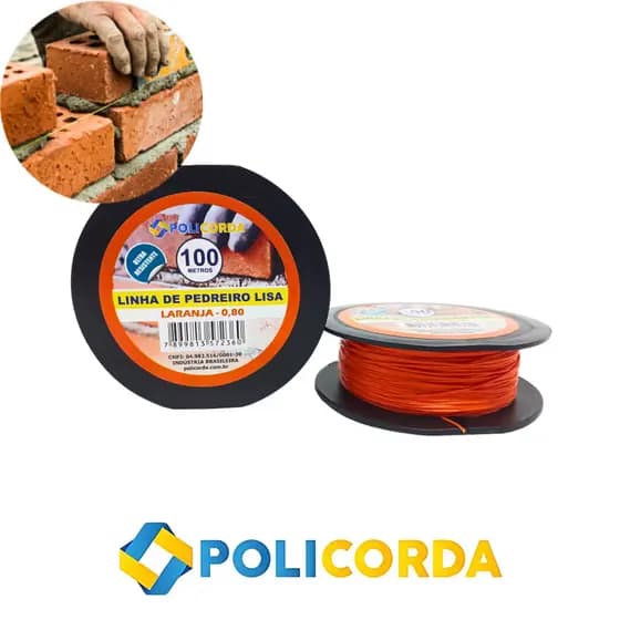 Linha de Pedreiro Lisa Laranja em Nylon Reforçado | Alta Visibilidade e Resistência p/ Alinhamento de Obra