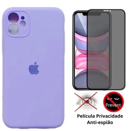 Kit Capa cilicone aveludado alto qualidade com proteção de câmera iPhone 11 11pro 11promax com película privacidade