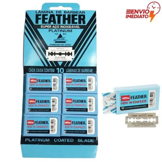 Kit 6 Feather Com 10 Lâminas Barbear Cada