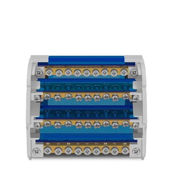 Bloco Para Derivacao 11 Furos 4 Barramentos 125a Azul