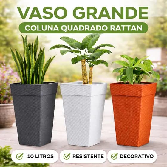 Rattan Coluna Vasos Plantas Flores Decoração Litros Vaso Quadrado Jardim Quadrados Decorativo 10L