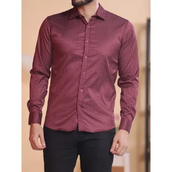 Camisa social manga longa estampa com elastano