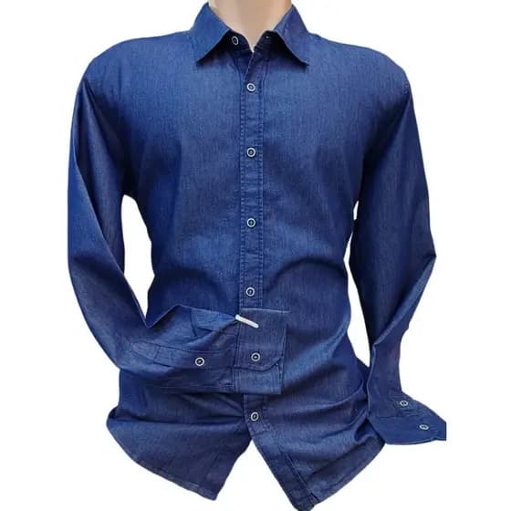 camisa social manga longa jeans eslim fit Tamanho p-G2