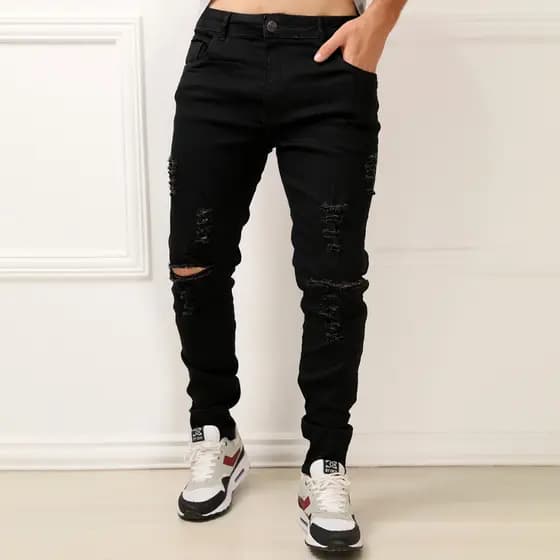 Calça jeans skinny masculino de com elastano