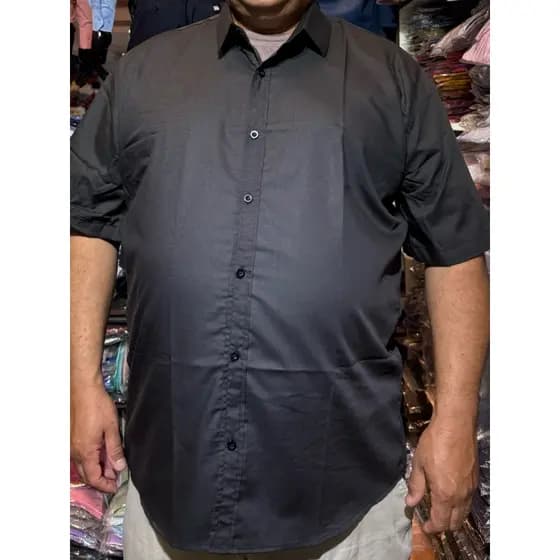 camisa social manga curta Plus G3 G4 G5 tecido Fiofio Passa fácil