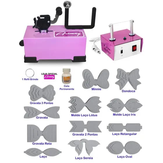 Máquina Fazer Laço + Máquina Cortar Fita + Moldes Laço - K26