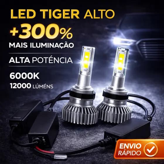 Kit Lâmpada LED Tiger 6000K Super Branca Farol Automotivo Alta Potência H4 H7 H11 H16 HB3 HB4