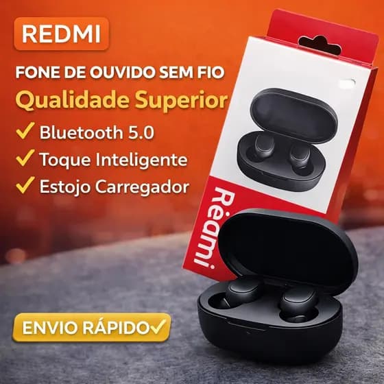 Fone Sem Fio Redmi Bluetooth 5.0 TWS | Som Potente | Touch | Estojo Carregador | Envio Rápido