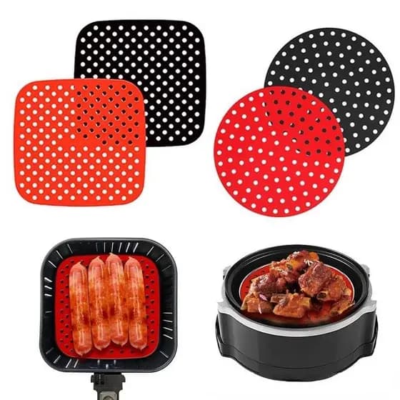 Protetor de Silicone Quadrado Para Air Fryer Tapete de Silicone Redondo Para Fritadeira