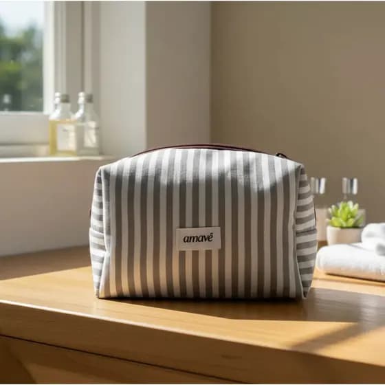 Necessaire Feminino Personalizado Maquiagem Estudo e Viagem 100% Algodão | Amavê