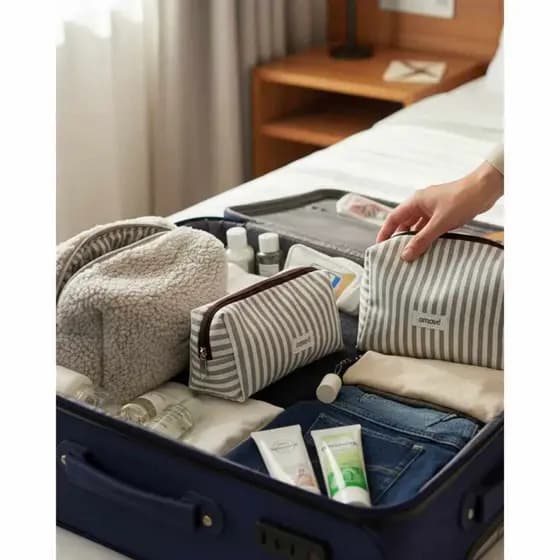 Kit Necessáire Grande + Necessáire Média + Estojo Box Feminino 100% Algodão Amavê | Organizador Escolar Viagem Aesthetic