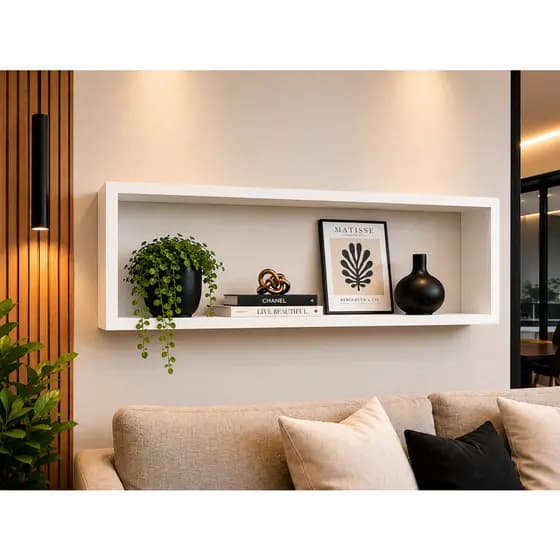 Nicho sala 1,20x30x25 com interno livre de 27 cm - nicho escritório - nichos para quarto - nicho para cozinha