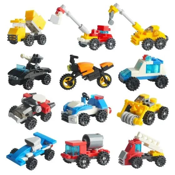 Blocos De Construção Da Série Vehicle : Carro De Polícia , Caminhão De Bombeiros , Compatível Com Tijolos Pequenos