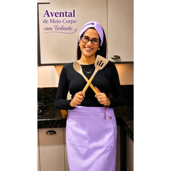 Avental Meio Corpo com Touca Turbante - Tecido Oxford - Macio Versátil Proteção Conforto - Confeiteira Manicure