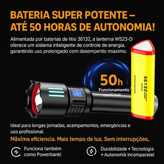 A melhor Lanterna do Mundo Aeroespacial Lançamento Forte Resistênte A prova d'agua 50h de autonomia Bateria Extra