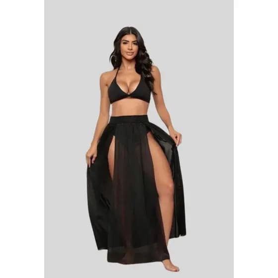Saida de Praia Saia 2 Fendas Elastico Verão Moda Feminina