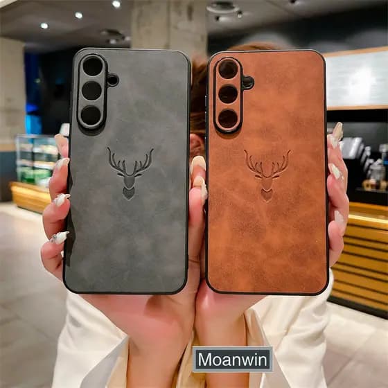 Capa De Celular Luxuosa De Couro Alce Samsung Galaxy A12 A13 A14 A15 A23 A24 A25 A33 A34 A35 A52 A53 A54 A55 A04