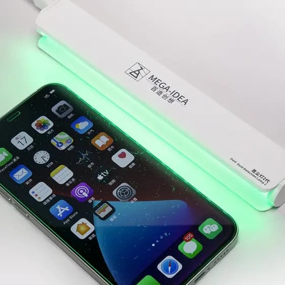 Lâmpada De Poeira 2 QIANLI MEGA-IDEA Fonte De Luz De Duas Cores Verde Detector Branca Iluminação Para Reparo De Tela Telefônica