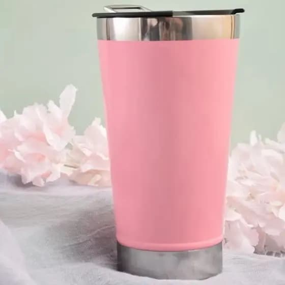 Copo Térmico 473ml (Rosa) Inox com Tampa e Abridor PROMOÇÃO