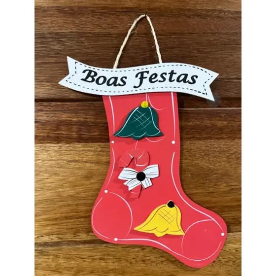 Enfeite Bem-vindo Meia de Natal